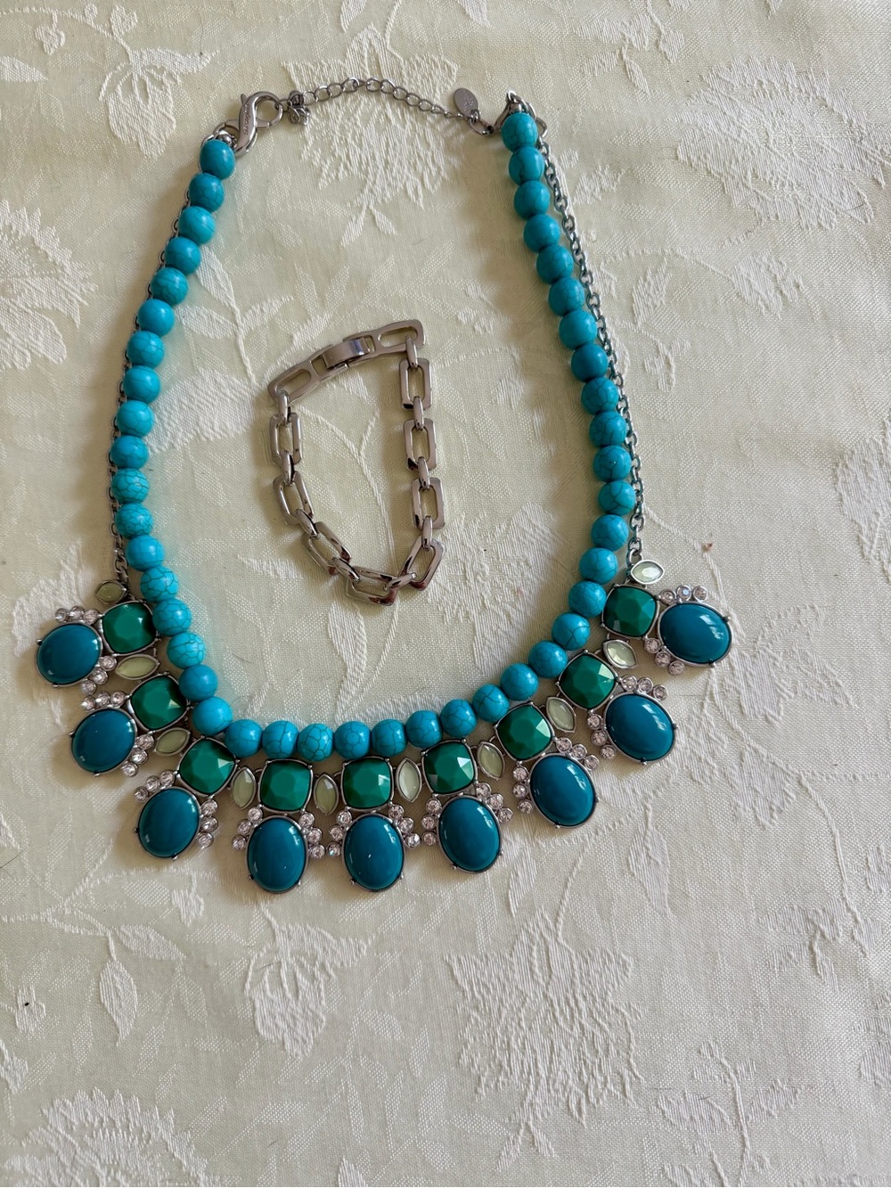 Lia Sophia Kimberly Claire Turquoise Statement Necklace and Bracelet Bundle